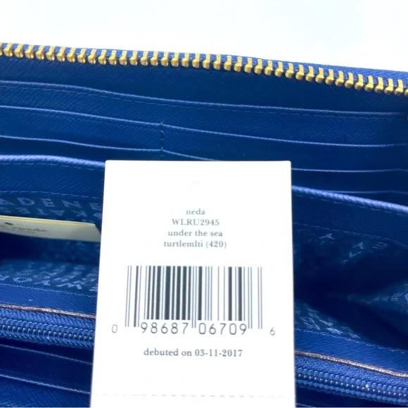 Kate Spade Neda Long Zip Accordion Wallet Under The Sea Turtle Multi NWT - Picture 5 of 6